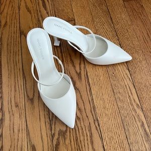 Marc Fisher Off-White Pointed Toe Heel Mules